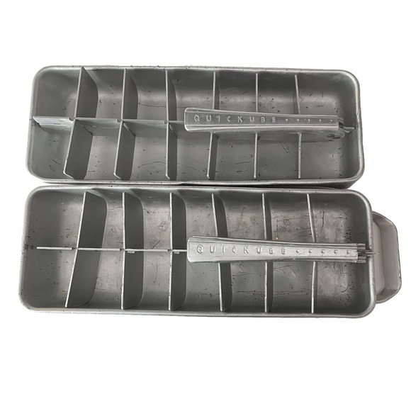 Frigidaire Quickube Aluminum 1950s Ice Trays Set Of TWO Makes 14 Cubes Ea *READ - Picture 3 of 6